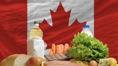 Canadian flag and food